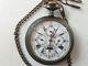 Antique French Triple Calendar Moonphase Goliath Pocket Watch, Working