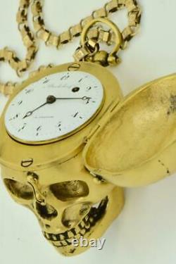 Antique French Verge Fusee Memento Mori Masonic/Doctor's Skull pocket watch&fob
