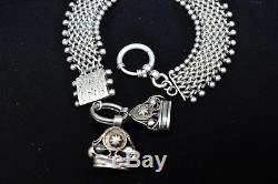 Antique French Victorian 800 Silver Pocket Watch Chain 2 Fobs