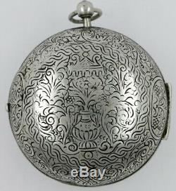 Antique French pocket watch, single handed verge, Saumur, c1690