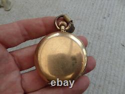 Antique Full Hunter Waltham Pocket Watch Spares or Repair. Jewels in chatons