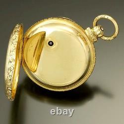 Antique Fusee Gold Pocket Watch C1850s Robert Perry, Includes Gold Winding Key