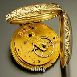 Antique Fusee Gold Pocket Watch C1850s Robert Perry, Includes Gold Winding Key