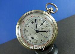 Antique GIRARD PERREGAUX Chronograph Gold Plated 50mm Pocket Watch