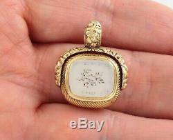 Antique Georgian 15Ct Gold Memento Mori Hinged Fob With Painted Miniature Skull