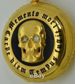Antique Georgian Memento Mori Masonic Skull 18k gold, Enamel&Diamonds watch. 103g