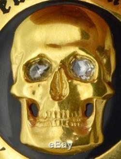 Antique Georgian Memento Mori Masonic Skull 18k gold, Enamel&Diamonds watch. 103g