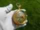 Antique German Gold Gilt Case 7 Jewels 8 Day Alarm Big Pocket Watch Size Clock