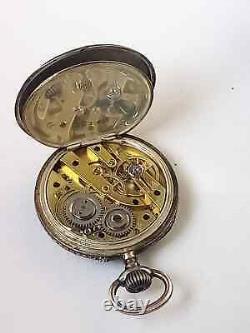 Antique German Silver Niello Ladies Pocket watch, Royal watchmaker
