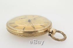 Antique Giraud 18K Solid Gold Men's Key Wind Cylinder Pocket Watch Serviced
