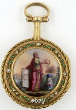 Antique Gold & Enamel Pocket Watch, verge Paris, c1780
