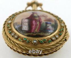 Antique Gold & Enamel Pocket Watch, verge Paris, c1780