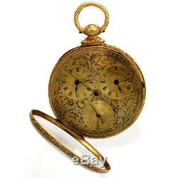 Antique Gold Tobias Triple Dial Pocket Watch 1860s
