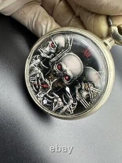 Antique Gothic MEMENTO MORI Vintage Cortébert Pocket Watch Swiss 50s Made Rare