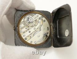 Antique Gunmetal Square Pocket watch with beautiful enamel dial 49mm x 49mm