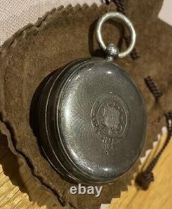 Antique Heavy Solid Silver Pocket Watch 1895 Chain Drive Beautiful