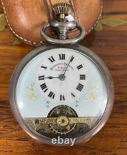 Antique Hebdomas 8 Day 925 Silver Pocket Watch 1913