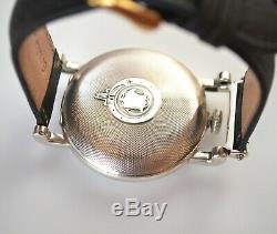 Antique Hebdomas 8 days silver men's watch enamel guilloche solid gold inlay