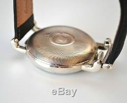 Antique Hebdomas 8 days silver men's watch enamel guilloche solid gold inlay