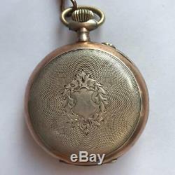 Antique Hebdomas Swiss Made 8 Day Pocket Watch with chain and stand