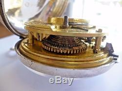 Antique Hem & Baker of Boughton Sterling Silver pair fusee pocket watch c. 1845