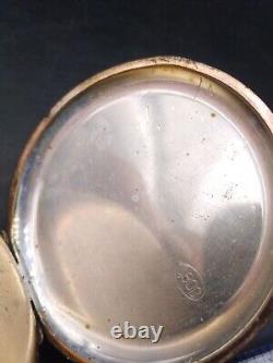 Antique Hera Pocket Watch Cylinder Ten Steine Gold On 800 Silver Running