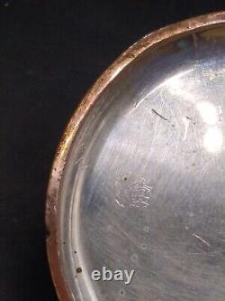 Antique Hera Pocket Watch Cylinder Ten Steine Gold On 800 Silver Running