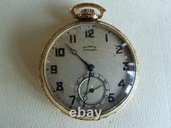 Antique Illinois open face Gold Filled 17 jewel Pocket Watch recent full service