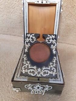 Antique Indian India bone horn sandalwood pocket watch box Vizagapatam