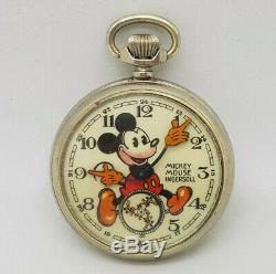 Antique Ingersoll Mickey Mouse Dial Pocket Watch 50 MM