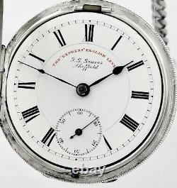 Antique J. G Graves Express Lever Sterling Silver Pocket Watch Triple Signed
