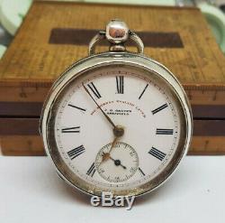 Antique J. G. Graves Solid Silver White Dial Lever English Pocket Watch