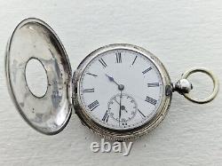 Antique J. W. Benson Half Hunter 935 Solid Silver Pocket Watch SPARES/REPAIR 159