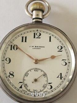 Antique J. W. Benson London Silver Pocket Watch
