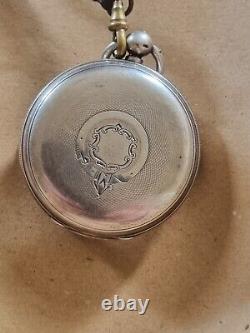 Antique Jacob Joseph Sunderland Silver Pocket Watch & Key Needs Attention