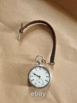 Antique Jacob Joseph Sunderland Silver Pocket Watch & Key Needs Attention
