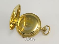Antique LONGINES 18K SOLID GOLD ONE BUTTON CHRONO HUNTER POCKET WATCH Cal 19.73N