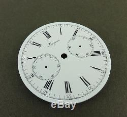 Antique LONGINES Chronograph Enamel Dial 43mm for Pocket Watch. Ca 1910's