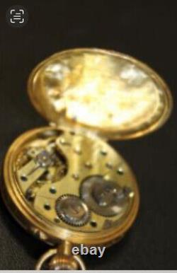 Antique Ladies 18ct Yellow Gold Open Faced Pocket Watch/Fob Engraved 30mm