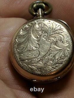 Antique Ladies 9ct Gold Engraved Fob Pocket Watch