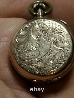 Antique Ladies 9k Gold Engraved Fob Pocket Watch
