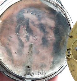 Antique / Large Pair Case Sterling Silver Verge Fusee, Working