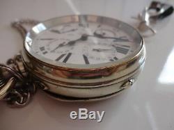 Antique Large SWISS MADE pocket watch with triple calendar & moonphase, working