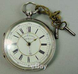 Antique Large Silver Centre Second Chronograph Pocket Watch Chester 1892