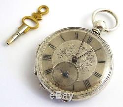Antique Late 1800s Swiss WOOG Geneve Pocket Watch Fancy Silver Dial Temperament