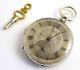 Antique Late 1800s Swiss Woog Geneve Pocket Watch Fancy Silver Dial Temperament