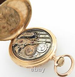 Antique Lecoultre Minute Repeating 18K Rose Green Gold Diamond Set Pocket Watch