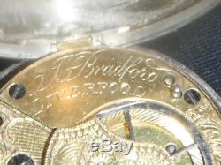 Antique Liverpool Verge Fusee Silver Case Pocket Watch Porcelain Face Key Wind