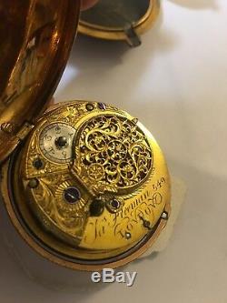 Antique London Maker Verge Pocket Watch By James Freeman London c. 1750