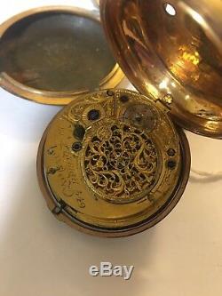 Antique London Maker Verge Pocket Watch By James Freeman London c. 1750